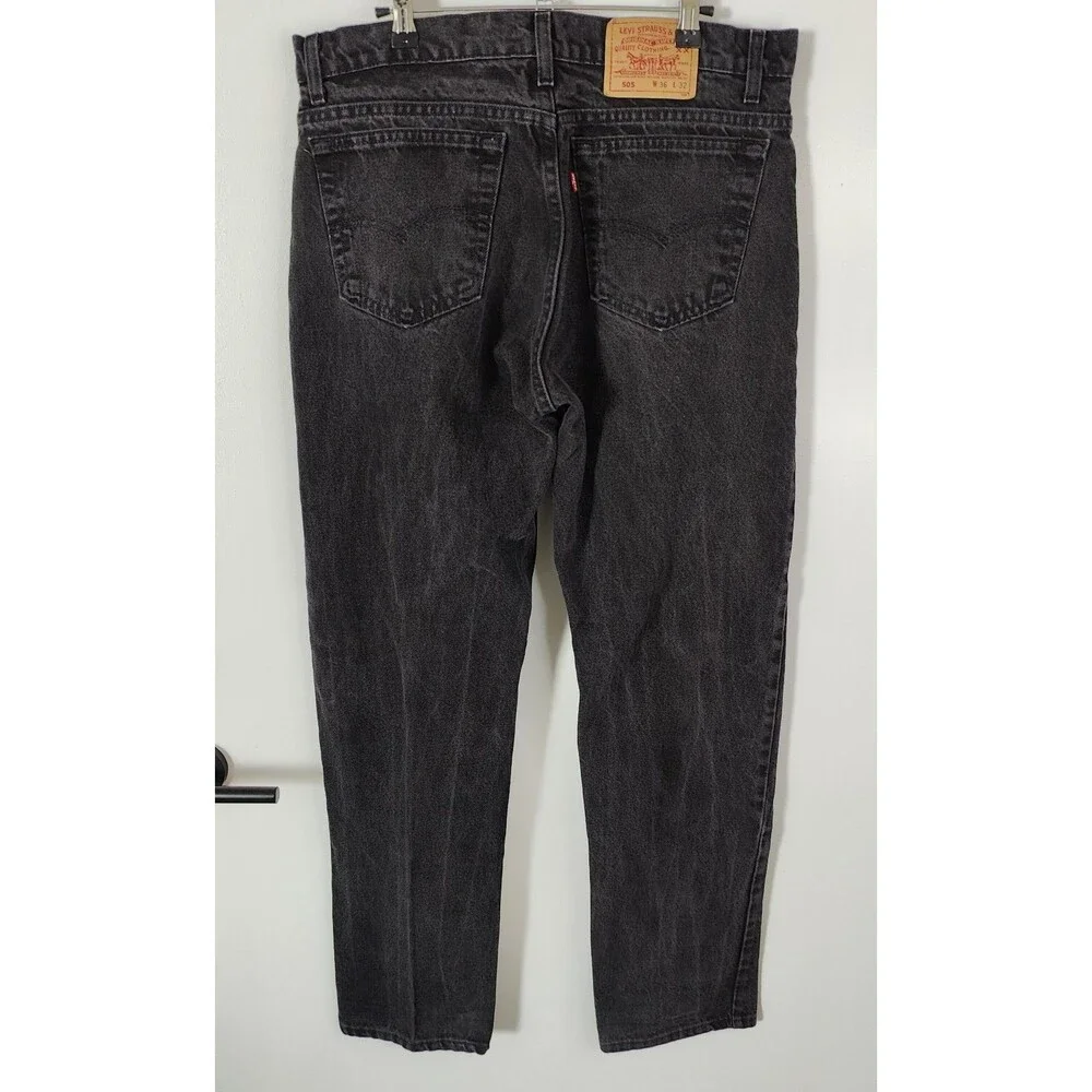 Vintage Levis 505 Black Straight Jeans Mens 34x33 (Tag 36x32) Made in USA